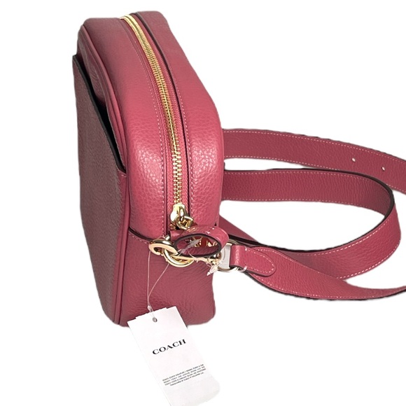 Coach Letter Jamie Pebble Leather Shoulder Bag Rouge Mauve - Picture 3 of 7